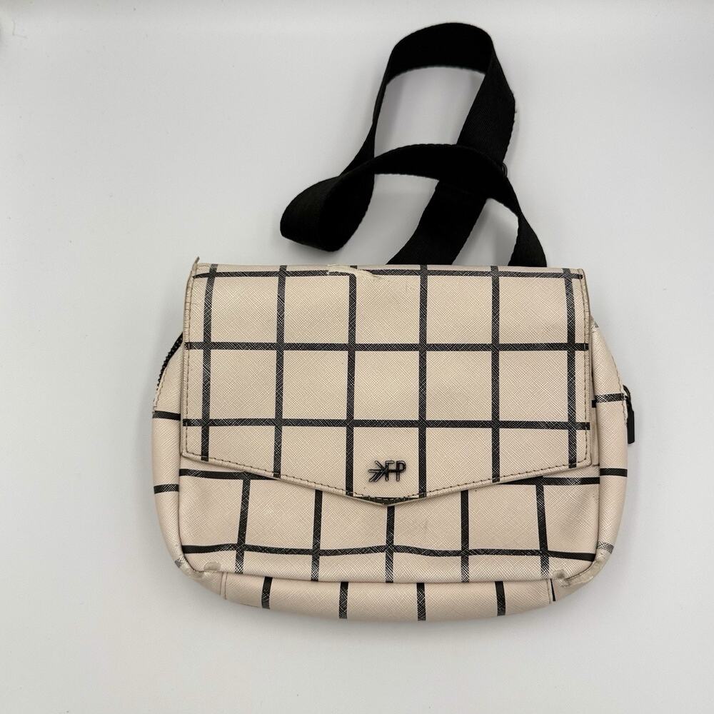 Freshly Picked Windowpane Classic Fanny Pack Belt Bag Crossbody Cream Black